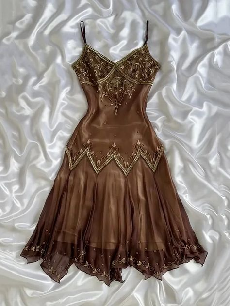 Brown Beaded Prom Dress 21st Birthday Outfit Evening Gowns