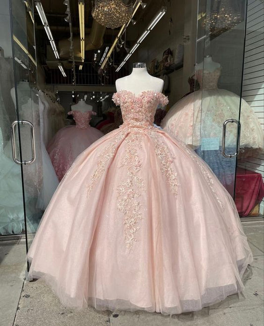 Quinceanera Dresses Lace Applique Sweet 16 Dress Ball Gown Prom Dress