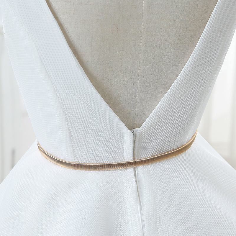 Cute white v neck short prom dress,homecoming dresses  7645