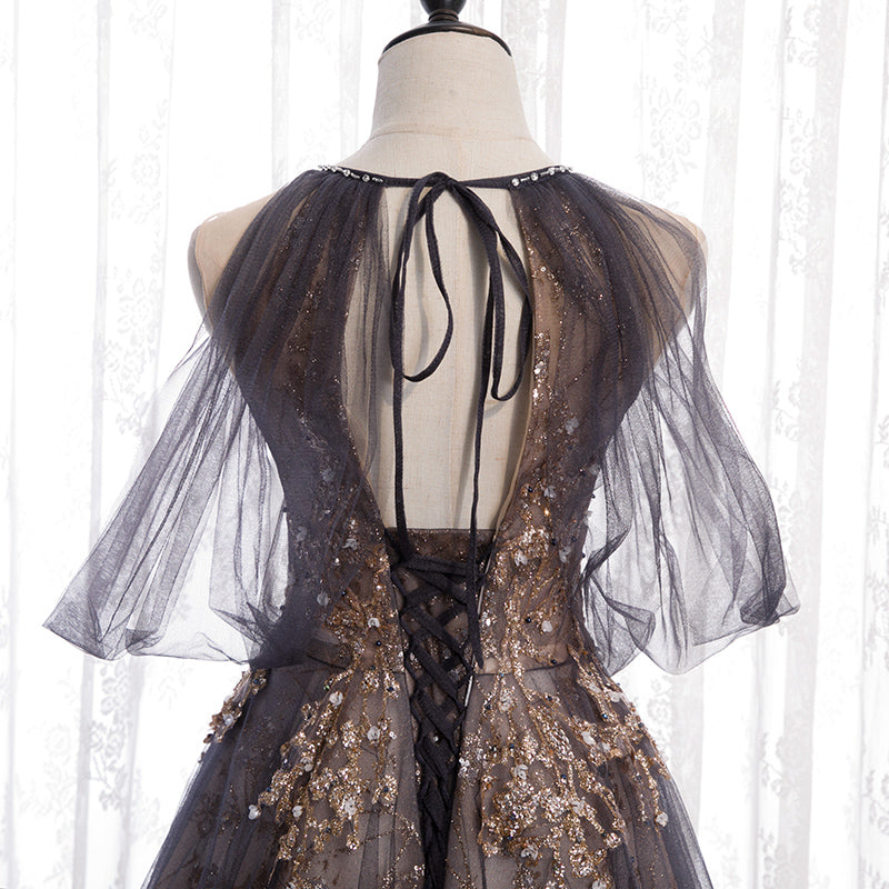 Elegant tulle sequins prom dress formal dress  8242