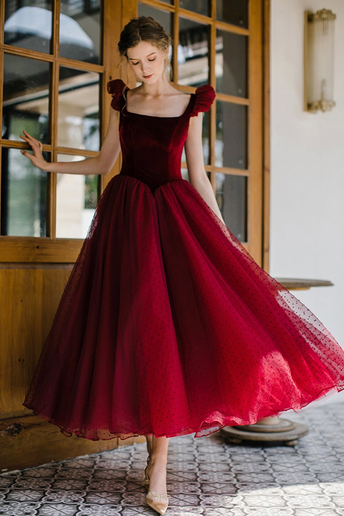 Pink/Red Cute A-line Long Prom Dress Evening Dress Graduation Party Dress 8646