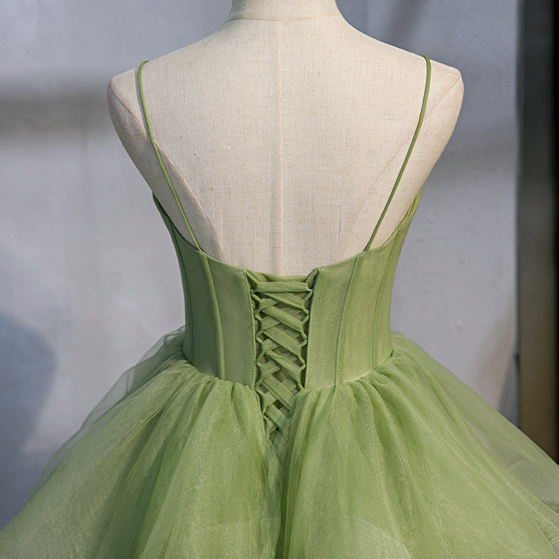 Green tulle long ball gown dress formal dress  8314