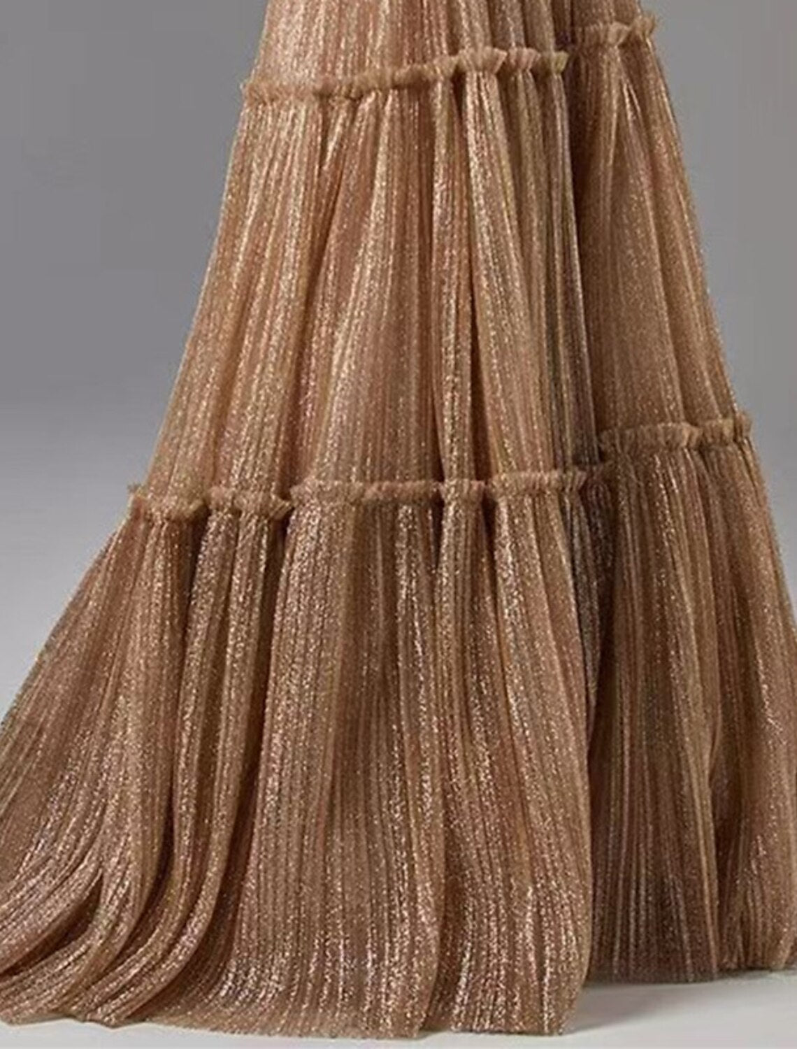 A-Line Evening Gown Glittering Dress Formal Wedding Guest Floor Length Sleeveless Strapless Tulle with Pleats 2026