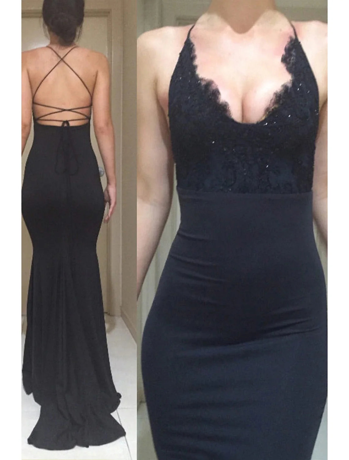 Mermaid / Trumpet Prom Dresses Open Back Dress Formal Prom Sweep / Brush Train Sleeveless Scoop Neck Spandex Backless with Beading 2026
