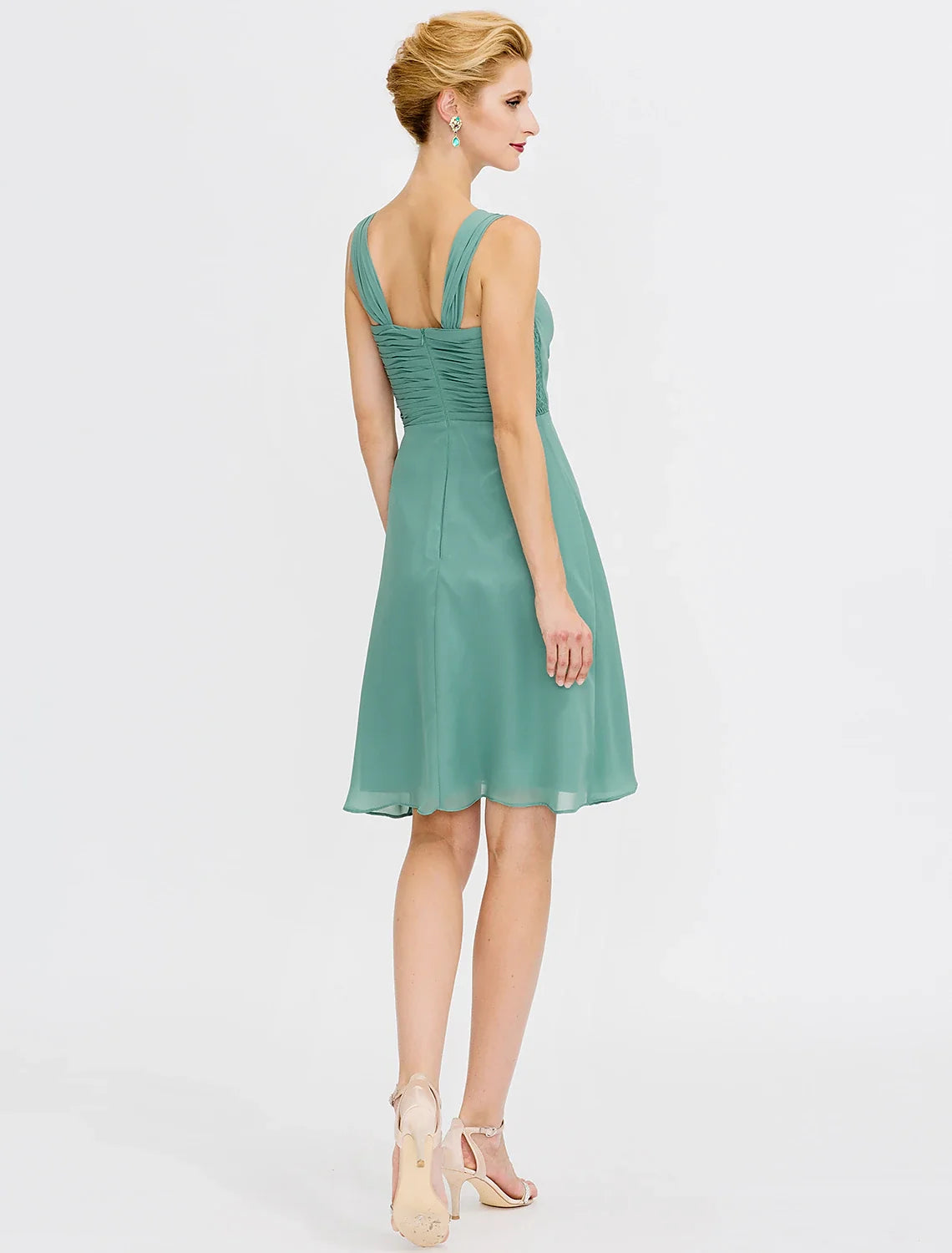 A-Line Mother of the Bride Dress Formal Elegant Two Piece Strap Short / Mini Chiffon Sleeveless yes with Pleats Beading