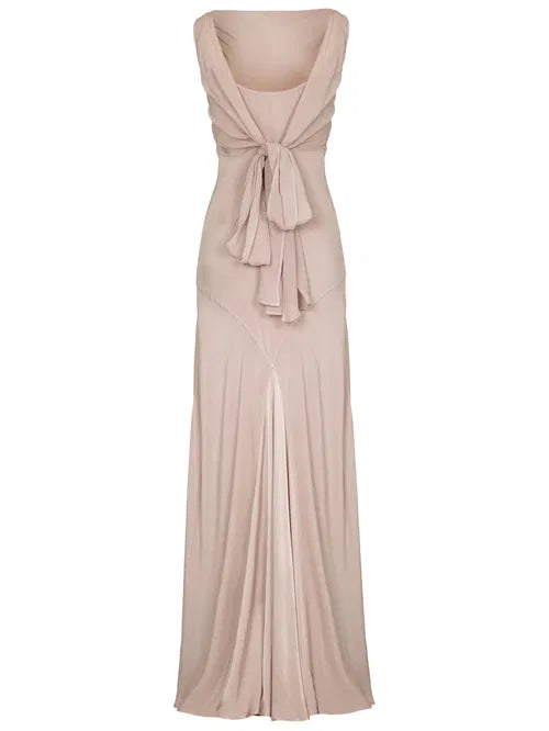 Light Pink Chiffon Long Party Prom Dress Backless Evening Gown cc2278