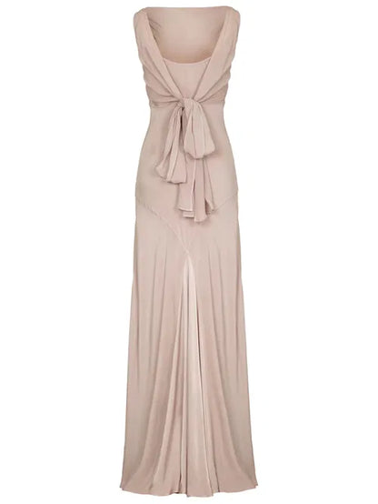 Light Pink Chiffon Long Party Prom Dress Backless Evening Gown cc2278