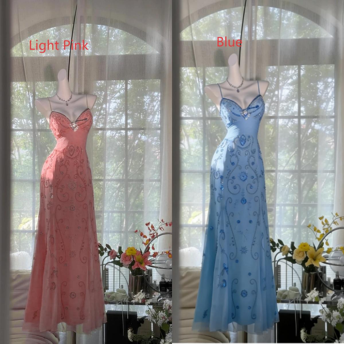 Gorgeous Butter Yellow Spaghetti Straps A-Line Tulle Beaded Long Prom Dresses Backless Prom Gown