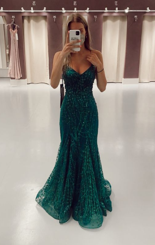 Green Long Mermaid Prom Dresses Prom Gown