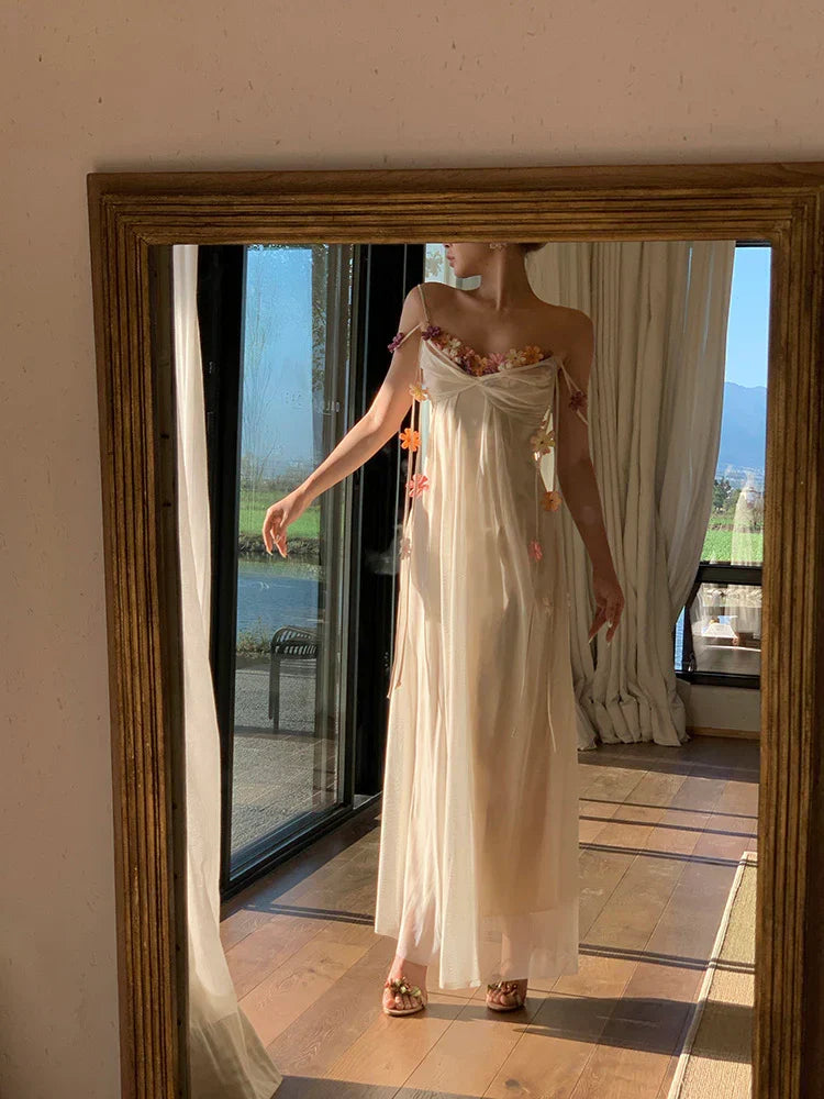 Bohemian Long Beach Dress for Women Chic and Elegant Outfit with Spaghetti Straps Princess Evening Gowns