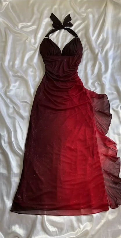 Burgundy Red/Indigo/Navy Blue Shiny Elegant Strappy Long Tulle Ball Gowns Prom Dress Birthday Prom Dresses