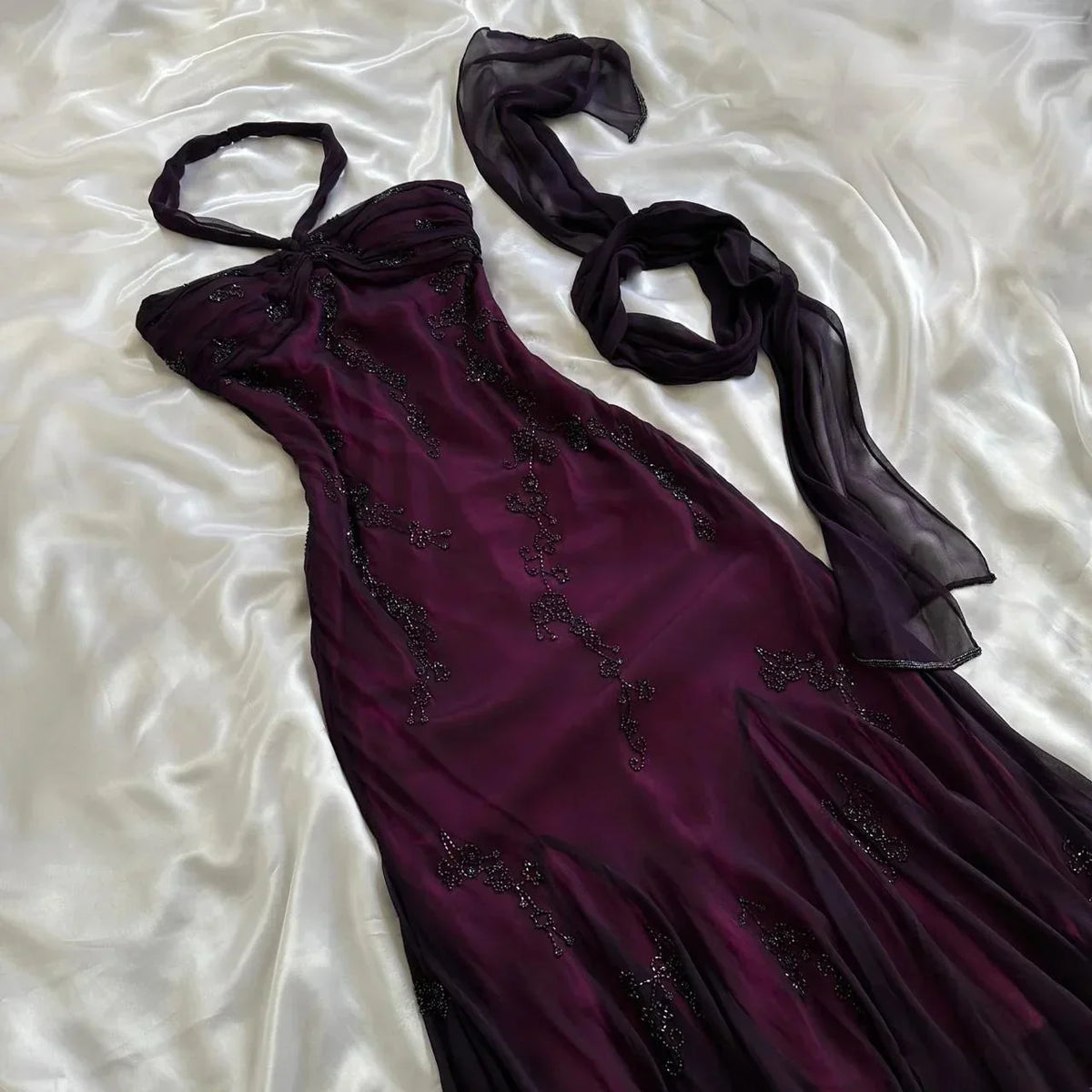 Purple Exquisite Elegant Backless Beaded Long Prom Dress Prom Gowns Graduation Dresses