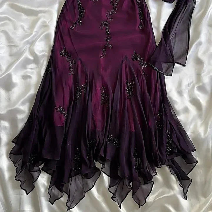 Purple Exquisite Elegant Backless Beaded Long Prom Dress Prom Gowns Graduation Dresses