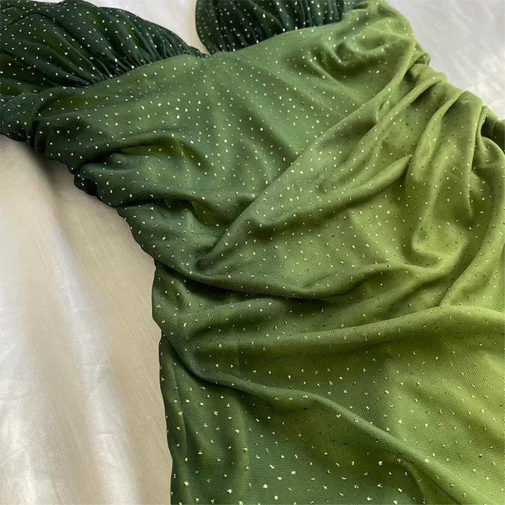 Green Shiny Elegant Strap Gradient Long Chiffon Ball Gowns Prom Dress Prom Dress