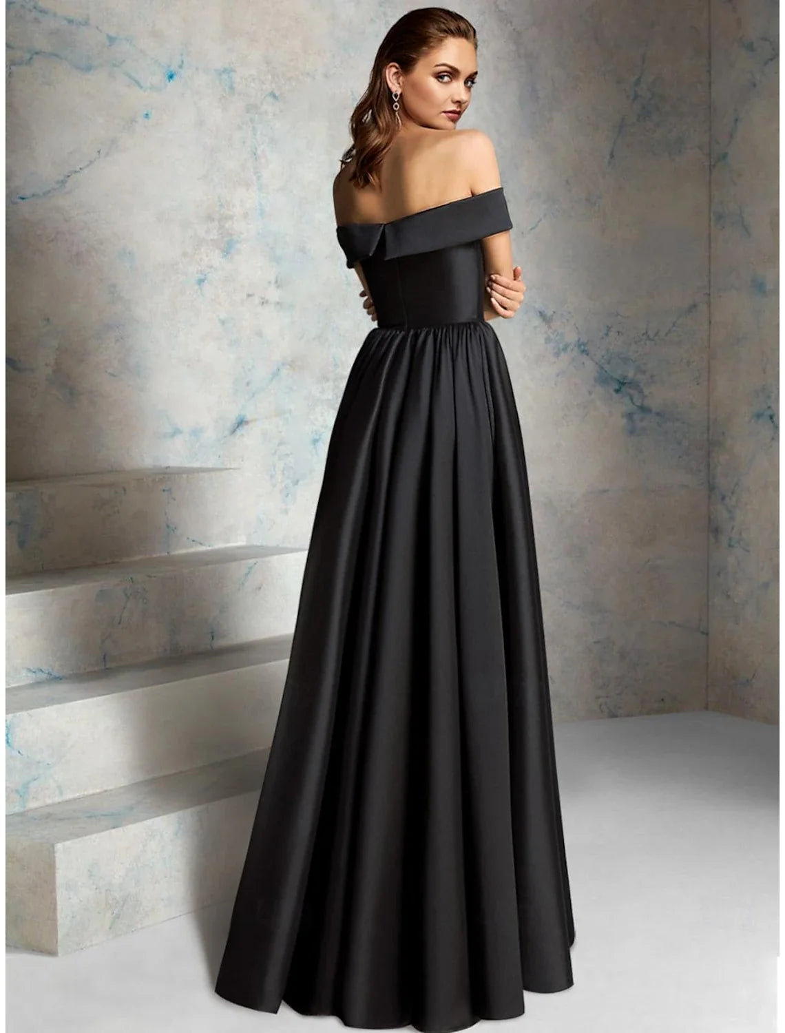 A-Line Prom Dresses Vintage Dress Evening Party Prom Floor Length Sleeveless Off Shoulder Fall Wedding Guest Satin with Criss Cross