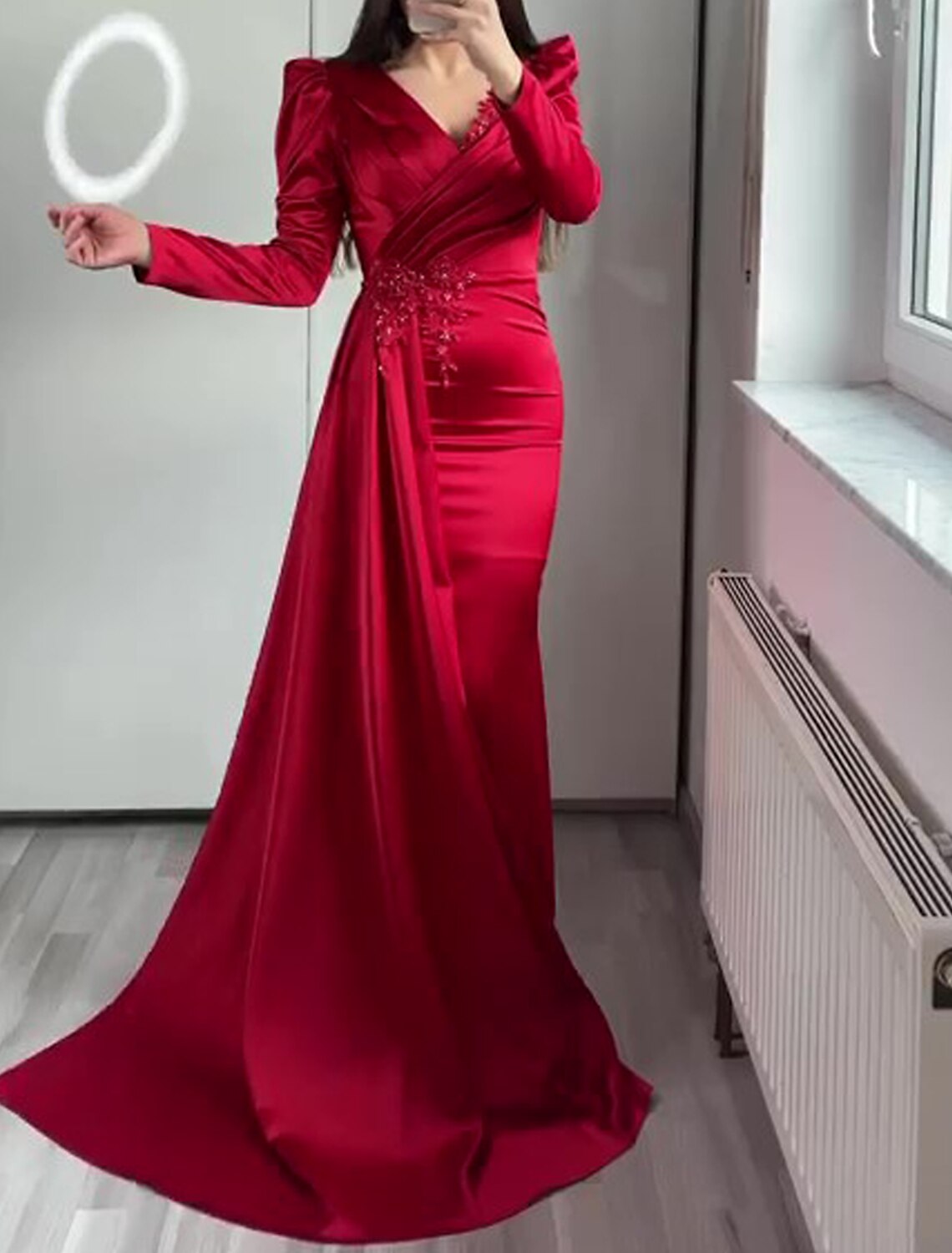 Mermaid Evening Gown Elegant Black Dress Formal Black Tie Floor Length Short Sleeve V Neck African American Satin with Ruched Appliques 2026