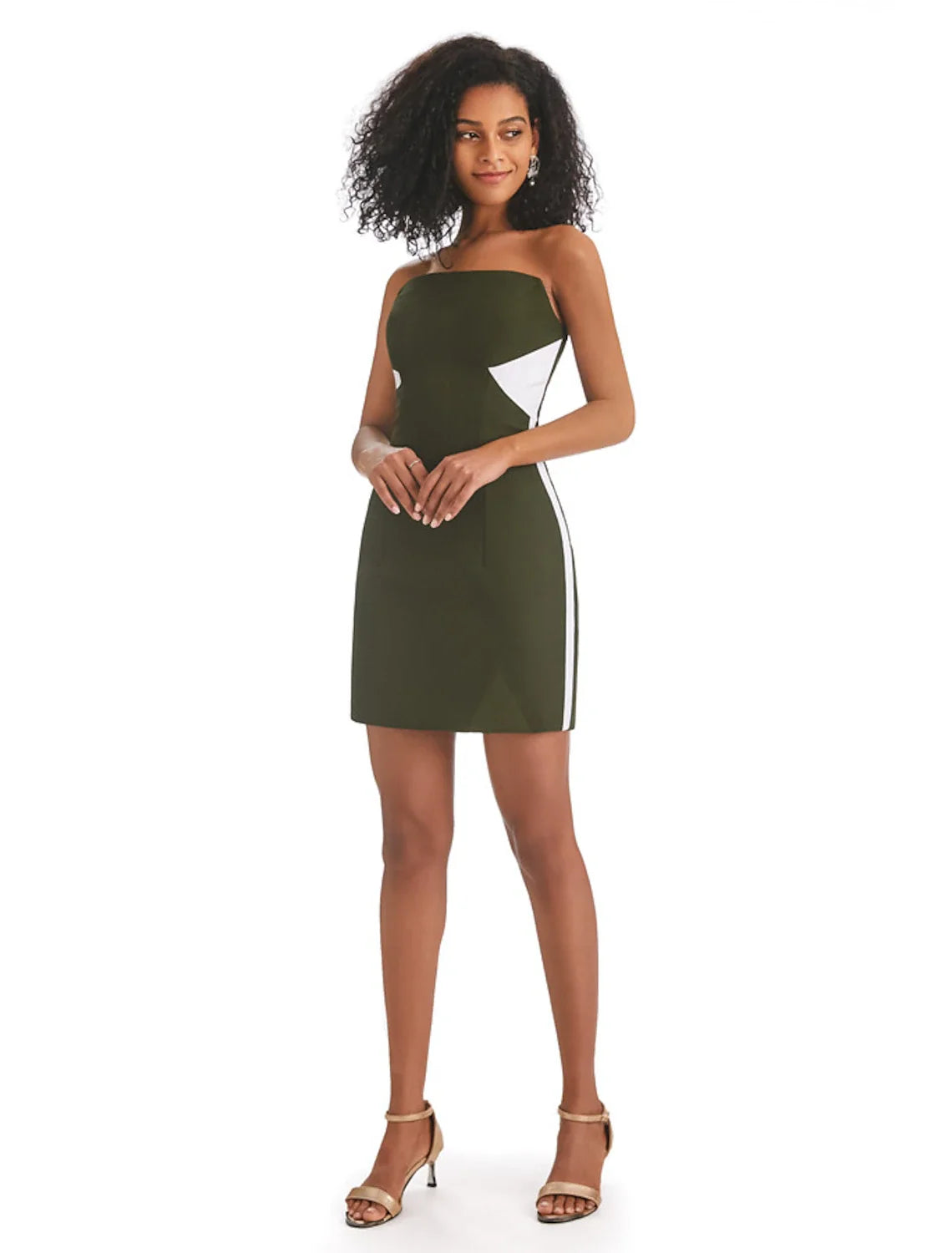 Sheath / Column Homecoming Dresses Color Block Dress Graduation Birthday Short / Mini Sleeveless Strapless Fabric with Fringe 2025