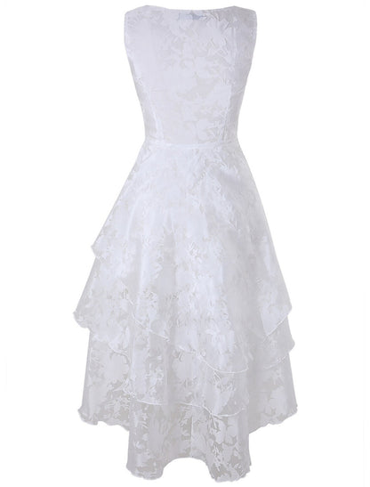 Women's Lace Dress Homecoming Dress Cocktail Dress Midi Dress White Green Gray Sleeveless Floral Lace Summer Spring Fall Crew Neck Party Birthday Evening Party Wedding Guest