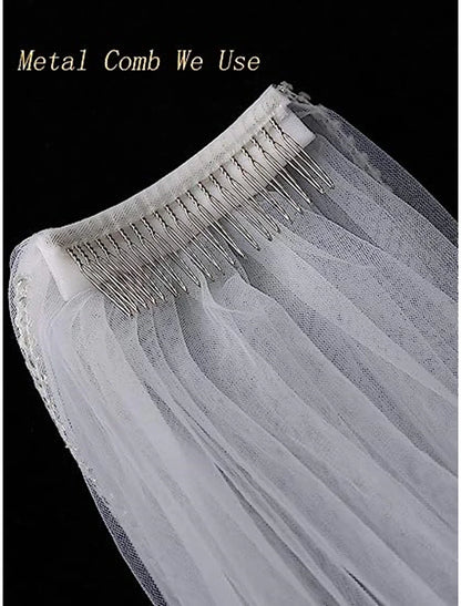 Jimss single layer Lace Stickers Lace/Lace Wedding Veil Embroidery Cathedral Veil/Stickers/Bow 137.8 inches (300 cm) sheer