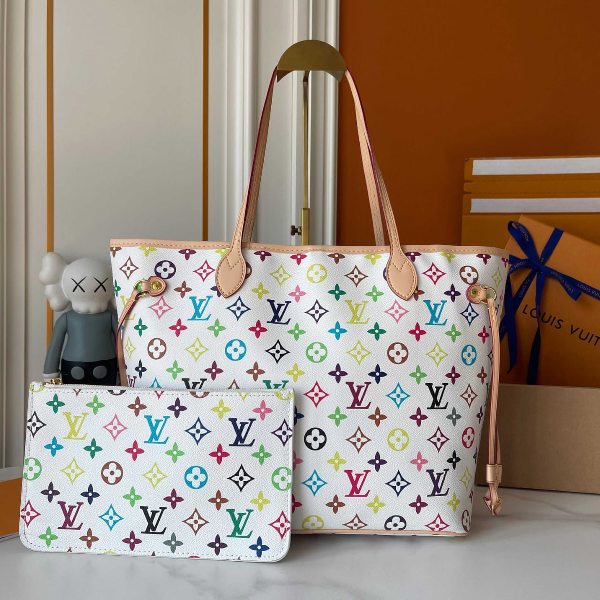 Louis Vuitton x Murakami Neverfull MM Multicolor White 31cm M27787