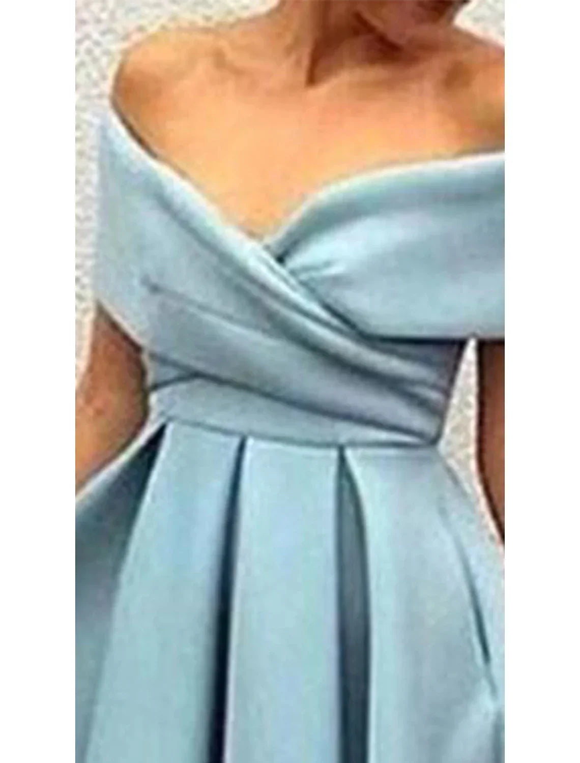 A-Line Cocktail Dresses 1950s Dress Wedding Guest Homecoming Tea Length Short Sleeve V Neck Fabric V Back with Pleats