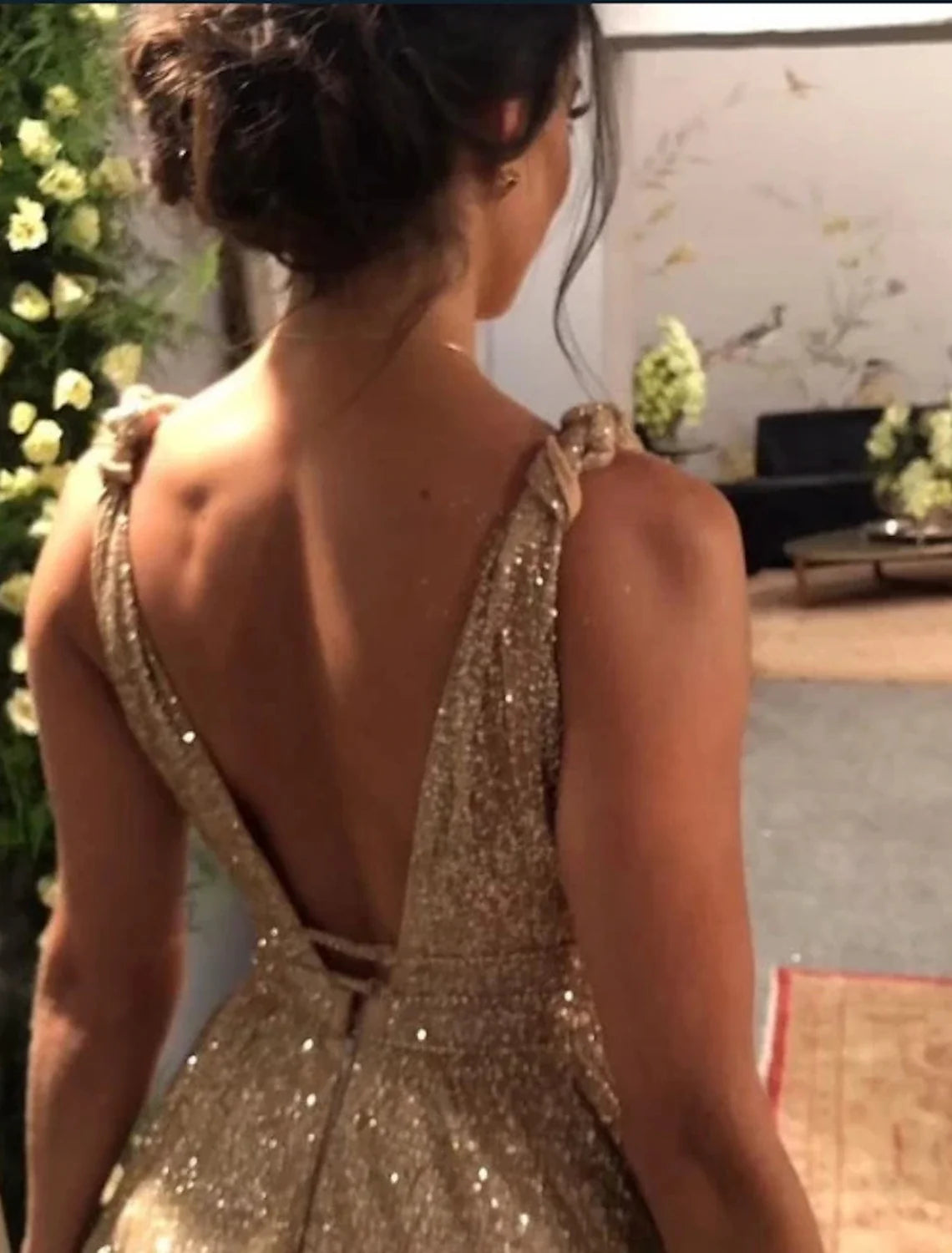 A-Line Prom Dresses Glittering Dress Evening Party Dress Formal Evening Sweep / Brush Train Sleeveless Spaghetti Strap Satin Backless with Rhinestone