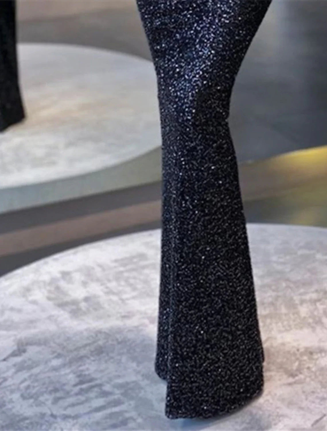Mermaid Black Dress Evening Gown Sparkle & Shine Dress Formal Cocktail Party Floor Length Long Sleeve High Neck Sequined with Sequin 2026