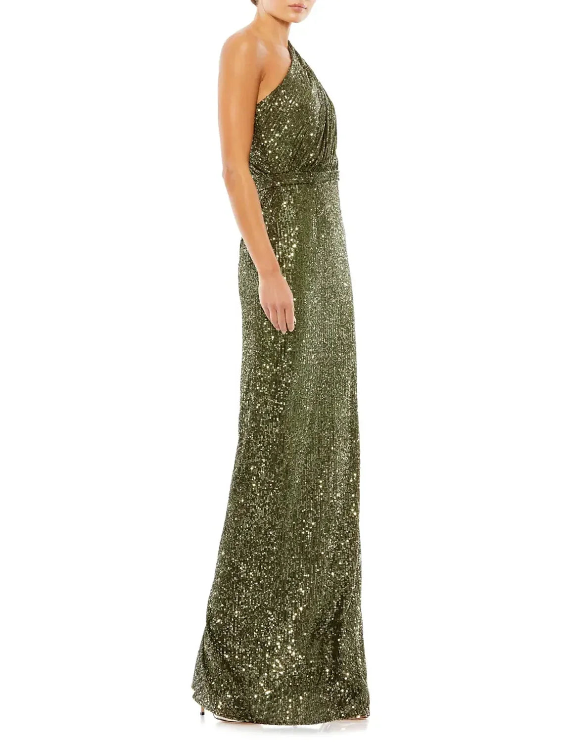 Sheath / Column Evening Gown Elegant Dress Formal Prom Floor Length Sleeveless One Shoulder Sequined with Sequin