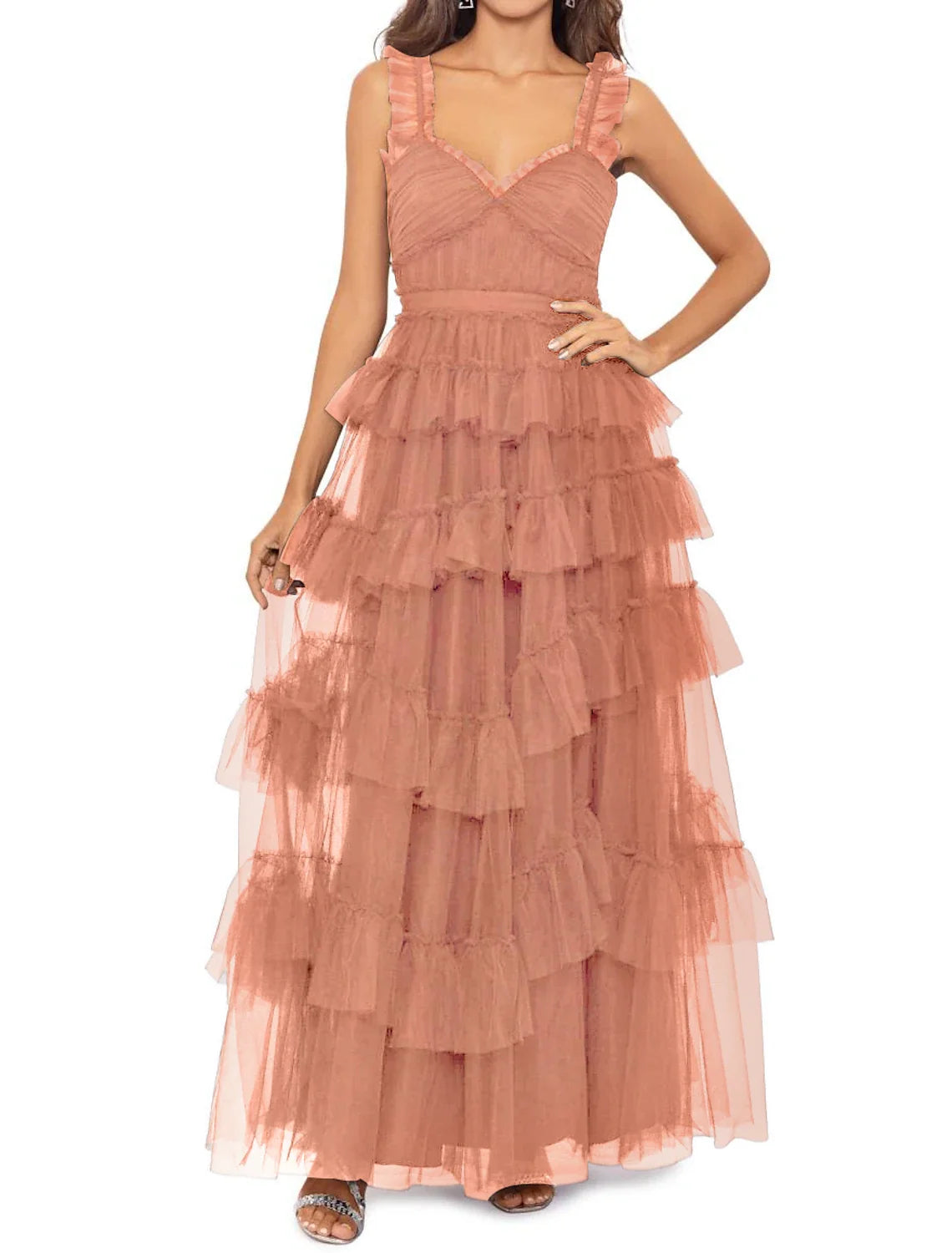 Ball Gown Prom Dresses Tiered Plisse Dress Masquerade Prom Floor Length Sleeveless Sweetheart Tulle Ladder Back with Pure Color 2026