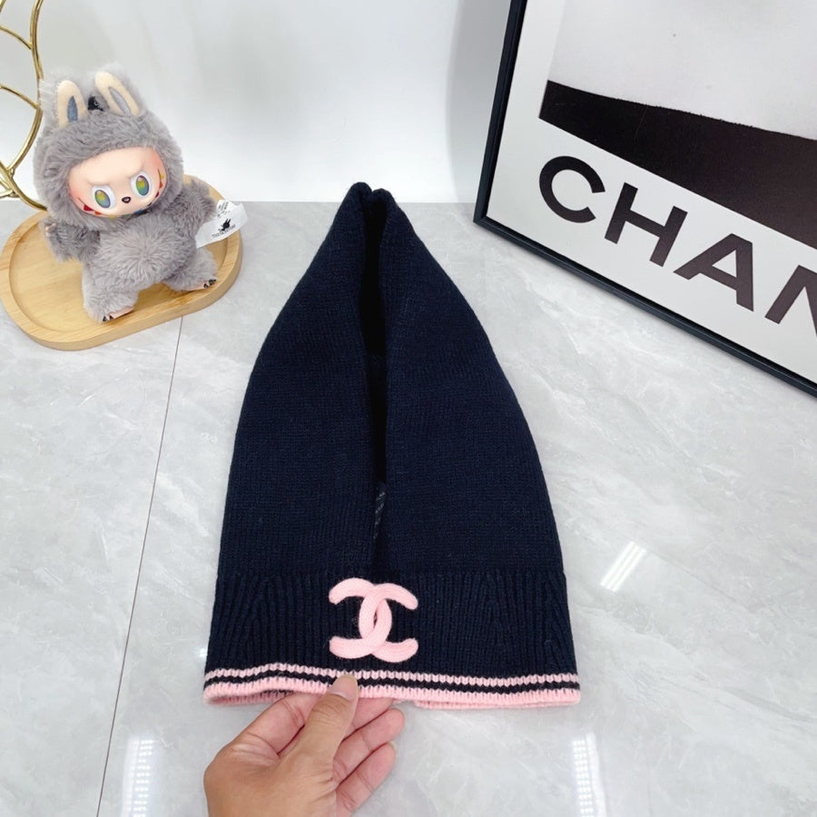Chanel Cashmere Balaclava Dark Blue And Pink