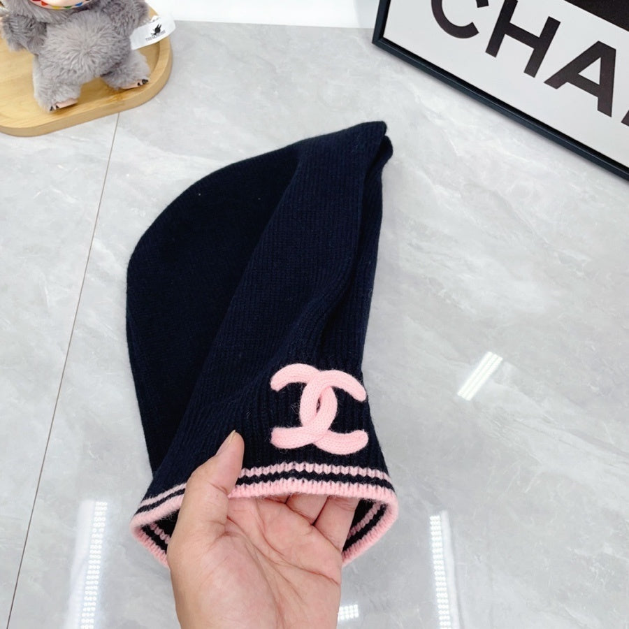 Chanel Cashmere Balaclava Dark Blue And Pink