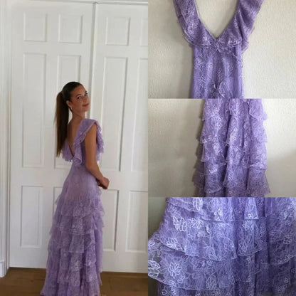 Lilac Lace Long Prom Dress Prom Gowns Prom Dresses