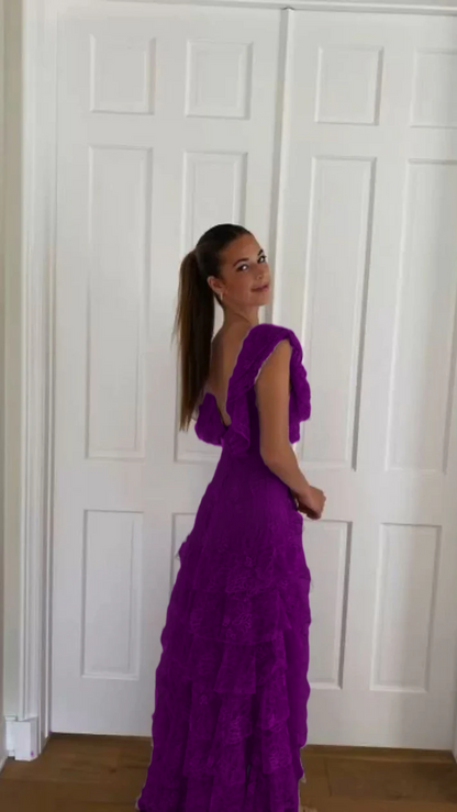 Lilac Lace Long Prom Dress Prom Gowns Prom Dresses