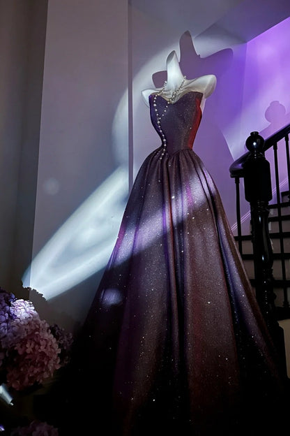 Purple shiny elegant long graduation gown evening gown gh6812
