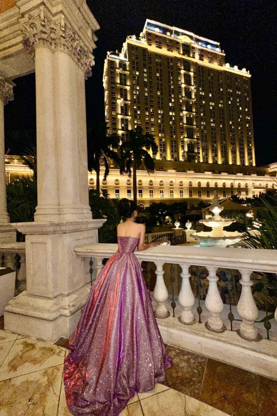Purple shiny elegant long graduation gown evening gown gh6812