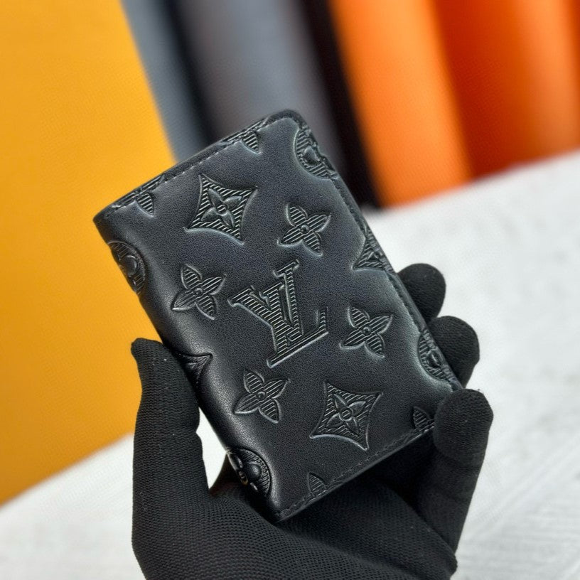 Louis Vuitton Pocket Organizer In Black Monogram Shadow Calfskin 11cm LV M62899