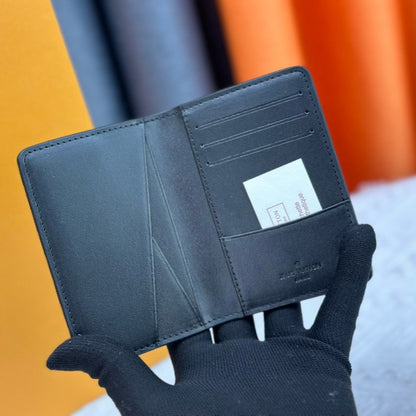 Louis Vuitton Pocket Organizer In Black Monogram Shadow Calfskin 11cm LV M62899