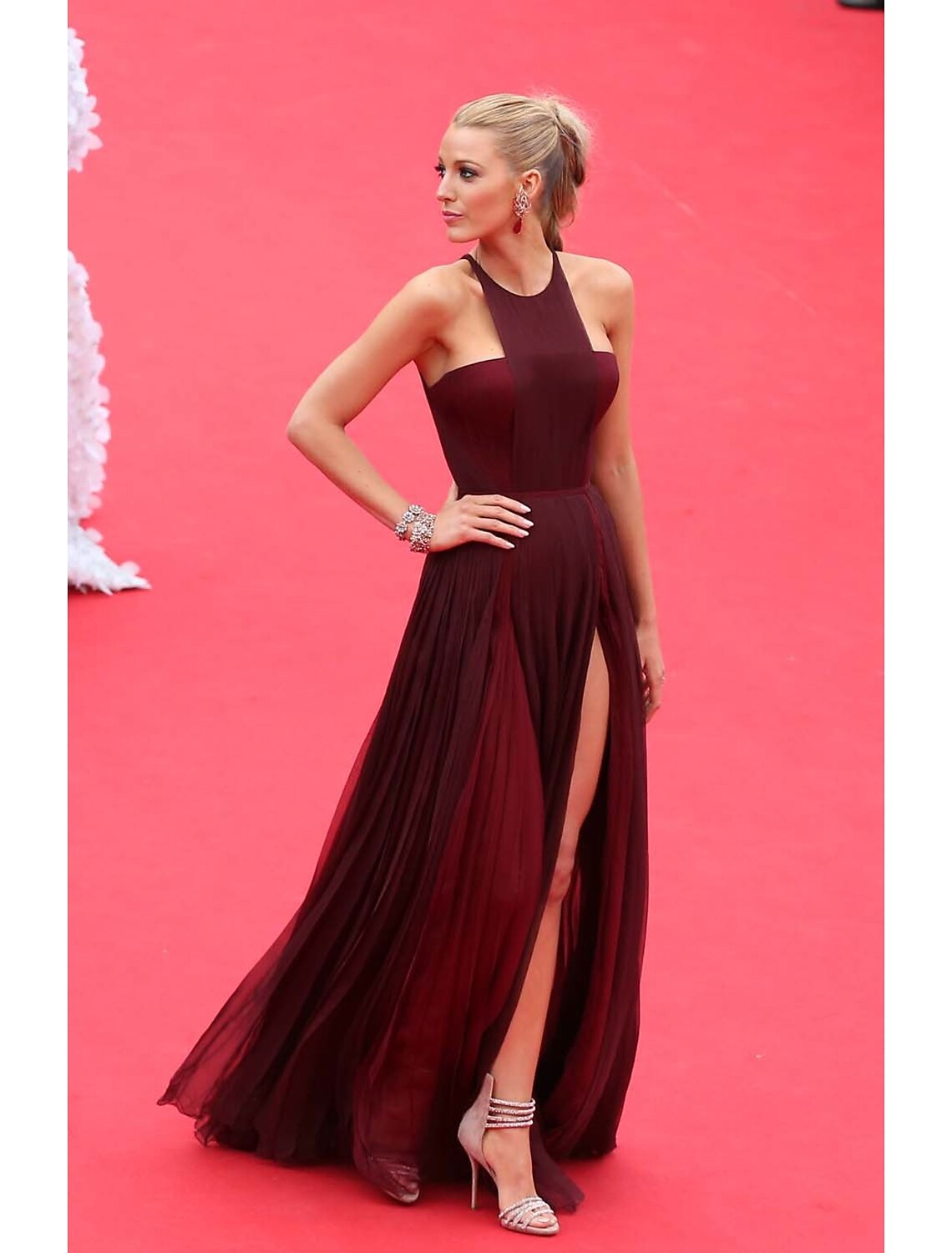 Blake Lively Burgundy Celebrity Prom Dress