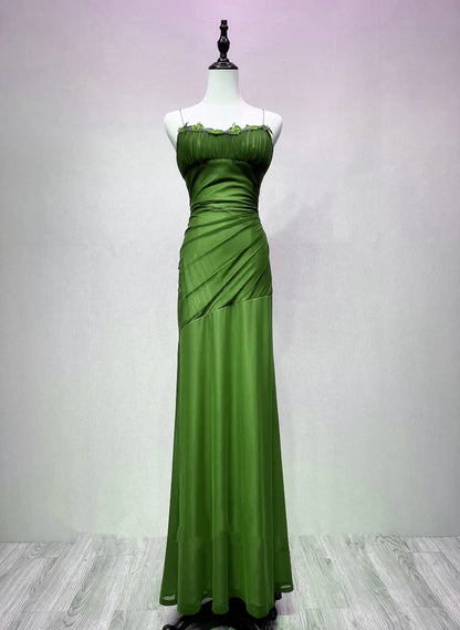 Green Spandex Straps Formal Dress, Green Evening Dress Prom Dress TP1086