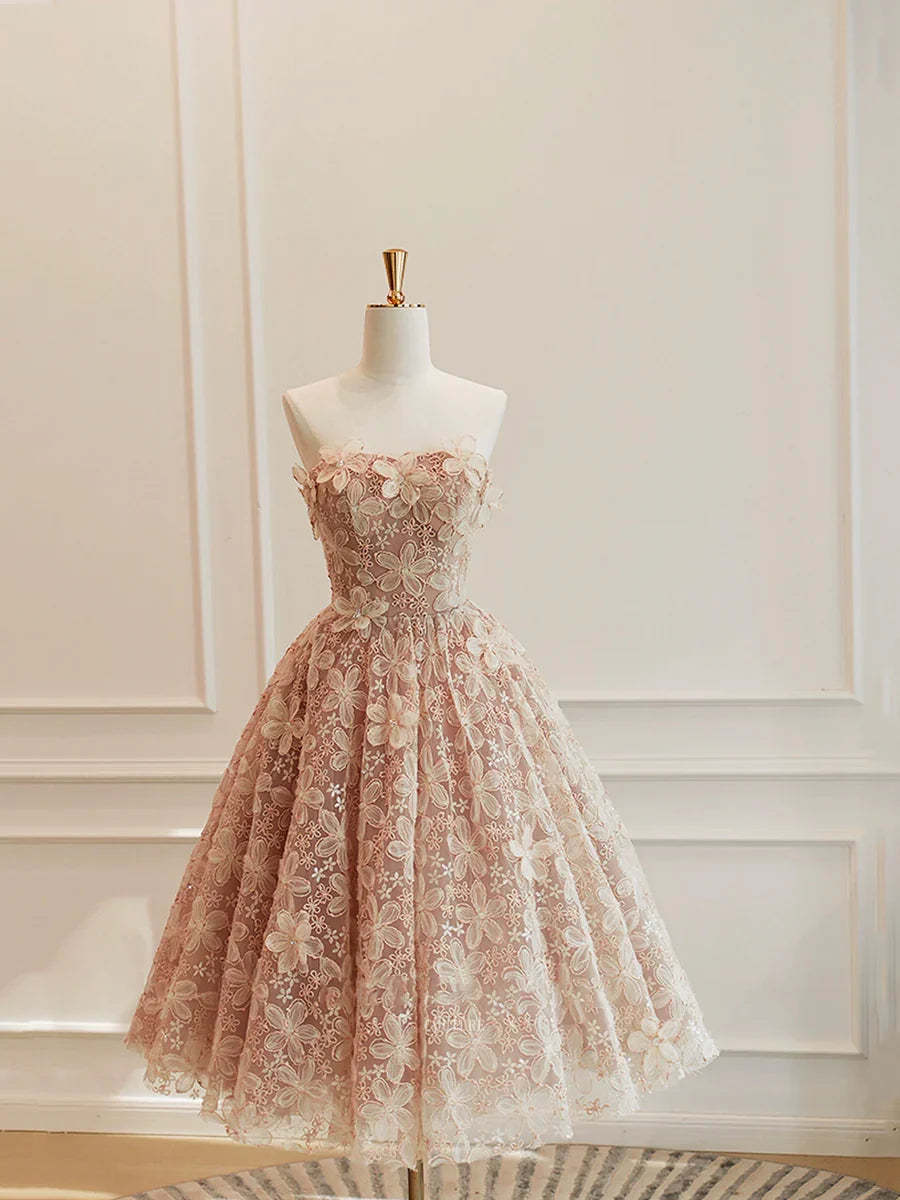 Cute Tulle Flower Short Prom Dress, Beautiful Off the Shoulder A-Line Evening Party Dress TP823