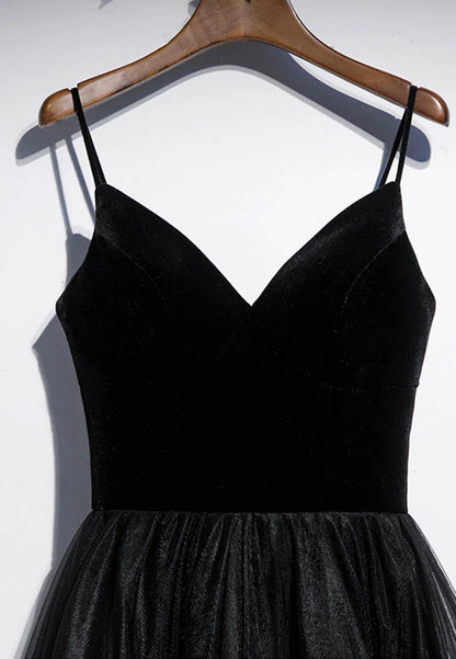 Black Velvet Tulle Short Prom Dresses, A-Line Party Dresses TP924