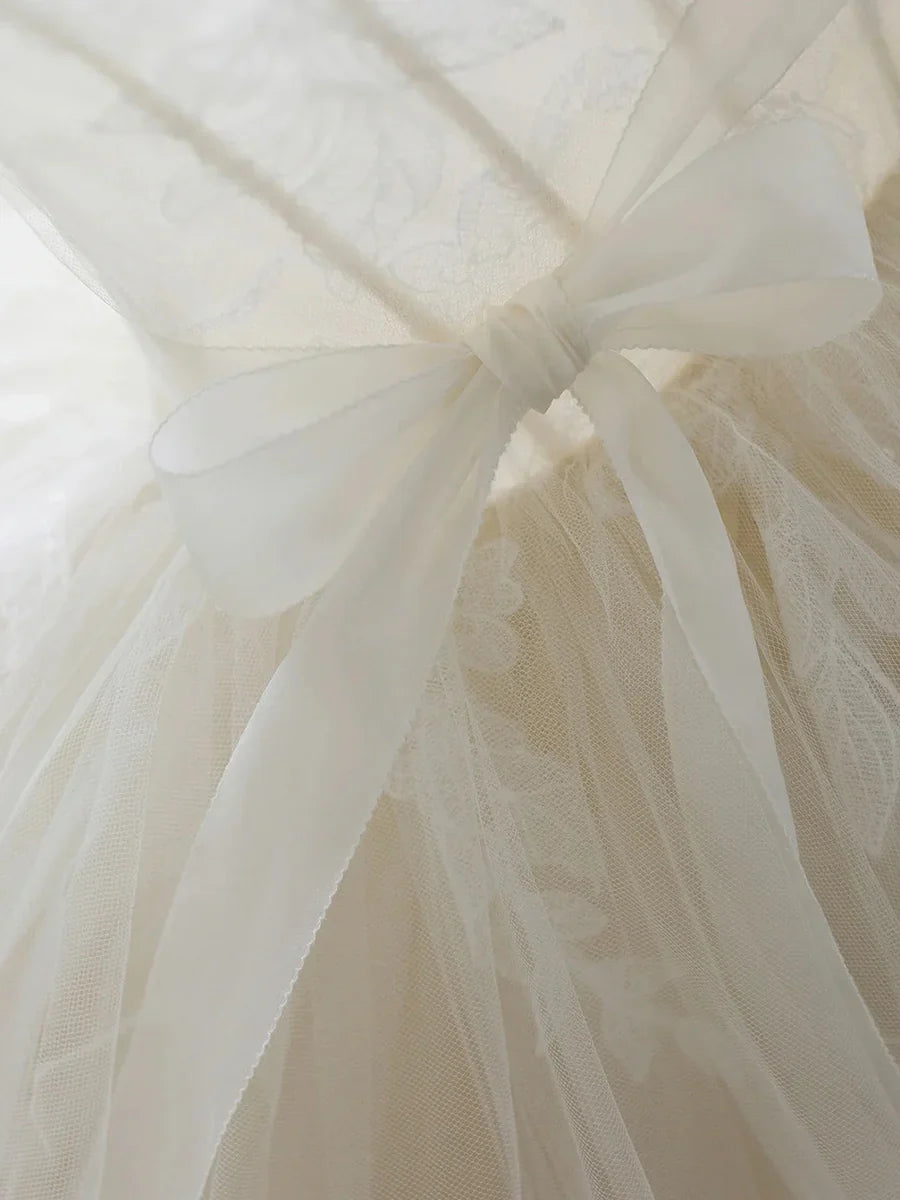Beautiful White Tulle Sweetheart Long Wedding Dress TP944
