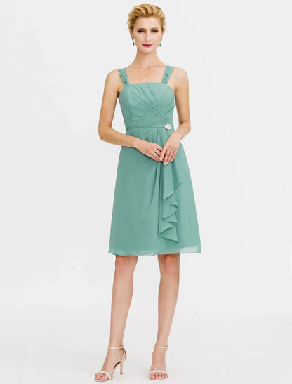 A-Line Mother of the Bride Dress Formal Elegant Two Piece Strap Short / Mini Chiffon Sleeveless yes with Pleats Beading