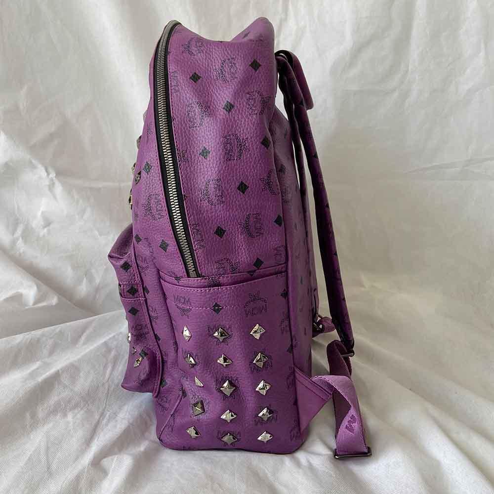 MCM Visetos Large Sprinkle Stud Stark Backpack Purple