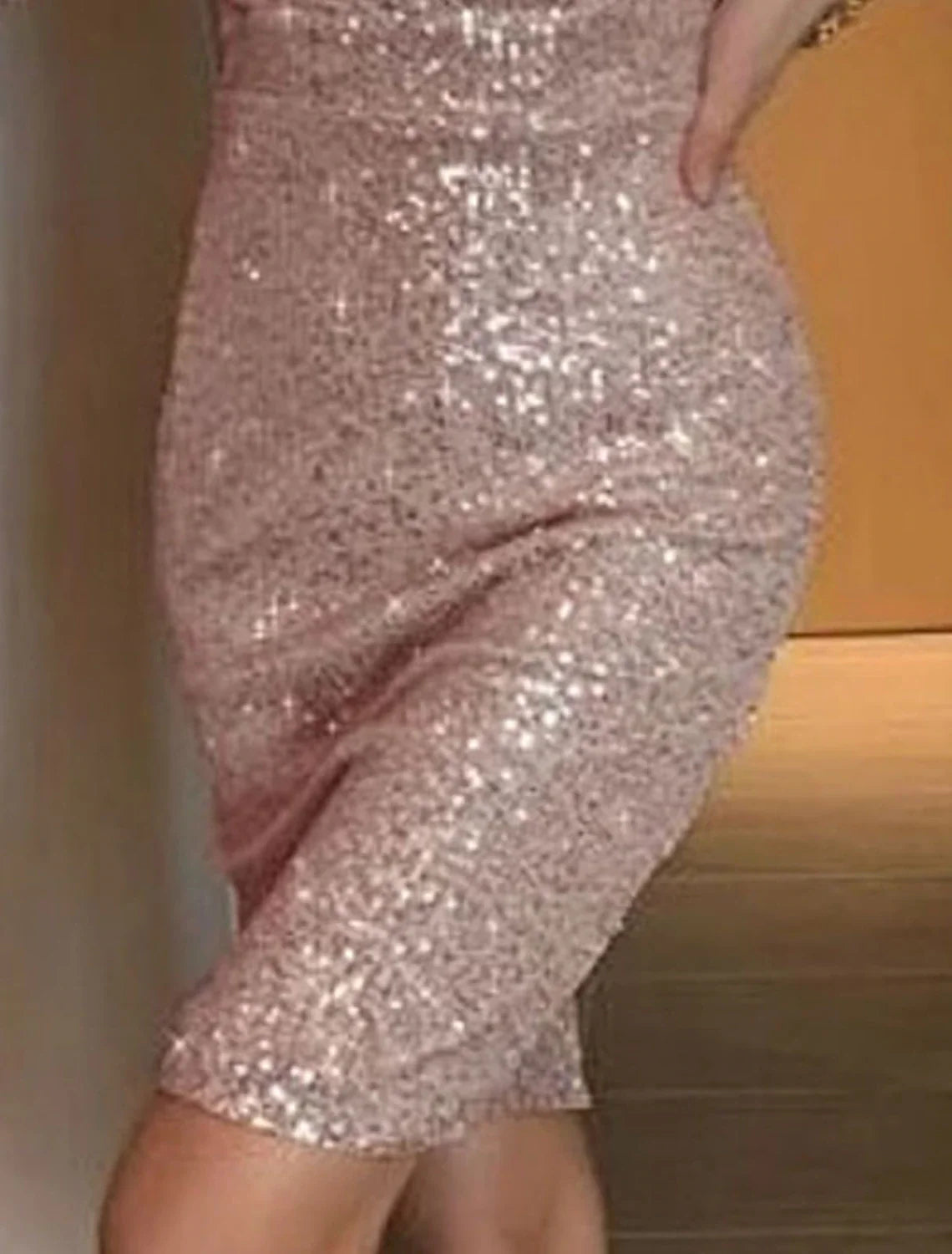 Women's Pink Sequin Dress Party Dress Sparkly Dress Semi Formal Homecoming Dress Mini Dress Half Sleeve Winter Fall V Neck Dress