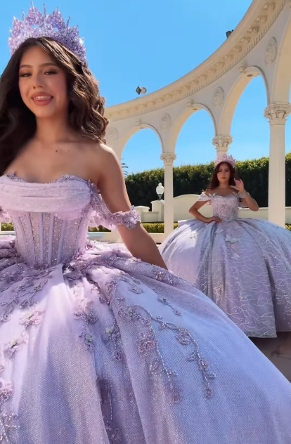 Modest Ball Gowns Off The Shoulder Lilac Lace Tulle Long Quinceanera Dress Prom Gown Vestido De 15 Anos Sweet 16 Dresses
