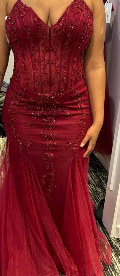 Modest Mermaid Spaghetti Straps Burgundy Sequin Prom Gowns 23Rd Birthday Dress Prom Dresses 20Th Birthday Outfits