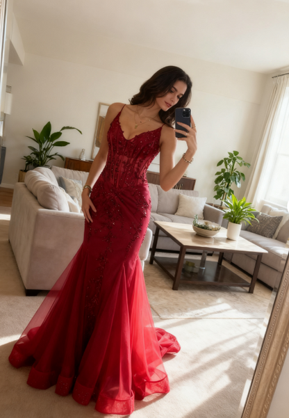 Modest Mermaid Spaghetti Straps Burgundy Sequin Prom Gowns 23Rd Birthday Dress Prom Dresses 20Th Birthday Outfits