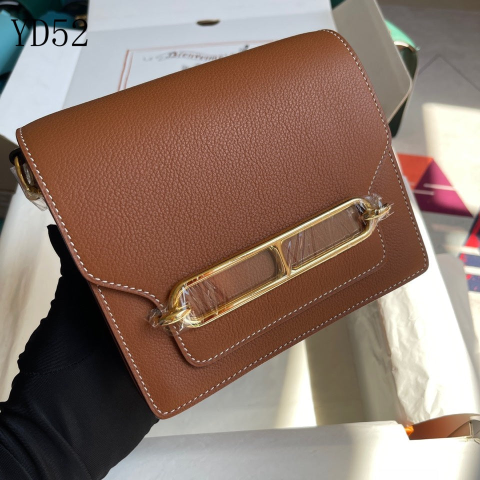 H SAC ROULIS BROWN  GOLD BUCKLE 19CM