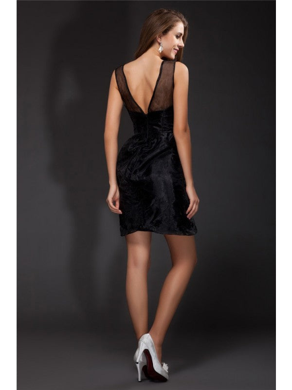 A-Line/Princess Scoop Ruffles Sleeveless Short Organza Cocktail Dresses